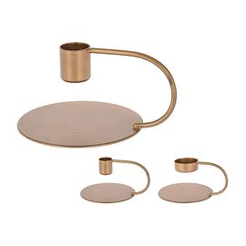 Sfesnic de metal pentru 1 lumanare, auriu, maner curbat