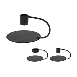 Sfesnic din metal pentru 1 lumanare, negru, maner curbat