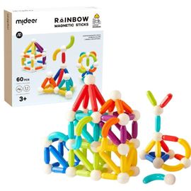 Set de constructie magnetic „Cilindri in culori de curcubeu”, 60 buc