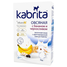 Каша KABRITA овсяная на козьем молоке с бананом и черносливом, 6+ месяцев, 180 г