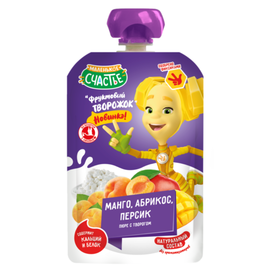 Piure ФИКСИКИ Маленькое счастьеde, brinzica, mango, caise, piersici, 6+luni, 85 g