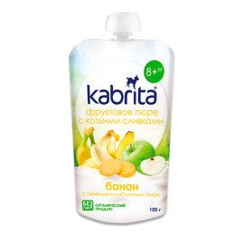 Piure KABRITA cu frisсa de capra, banan, biscuiti si mere, 8+ luni, 100 g
