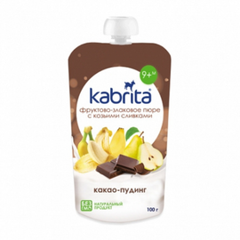 Piure KABRITA Budinca de cacao, cu frisca de capra, fructe si cereale, 9+ luni, 100 g