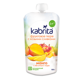 Piure KABRITA cu frisсa de capra, mango si mere, 6+ luni, 100 g