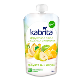 Piure KABRITA Smuzi din fructe, cu frisсa de capra, 6+ luni, 100 g