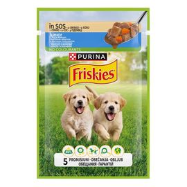 Корм влажный FRISKIES Junior для щенков, курица, морковь, 85 г