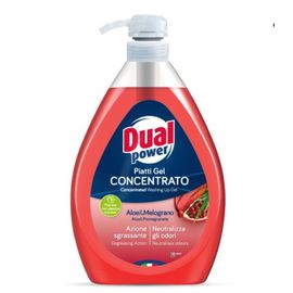 Средство для мытья посуды DUAL Power Gel, Алоэ и гранат, с дозатором, 1л