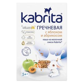 Каша KABRITA гречневая на козьем молоке с яблоком и абрикосом, 5+ месяцев, 180 г