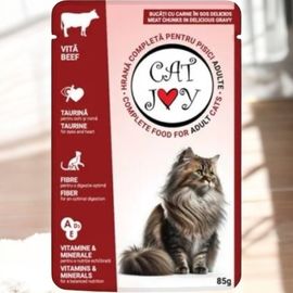 Корм для кошек  CAT JOY Adult, влажный, с телятиной, 85г
