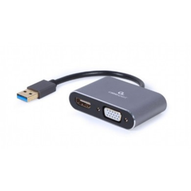 Адаптер GEMBIRD, USB to HDMI + VGA, A-USB3-HDMIVGA-01, Space Grey