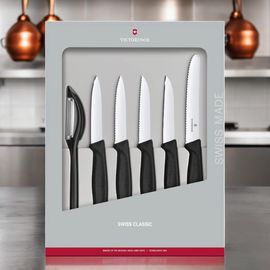Set de cutite VICTORINOX Swiss Classic, paring set, 6pcs, black, gift box, 6.7113.6G