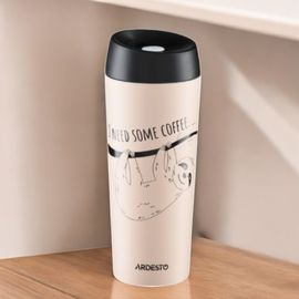 Cana termos ARDESTO Coffee time Bradypus, bej, otel inoxidabil, 450 ml