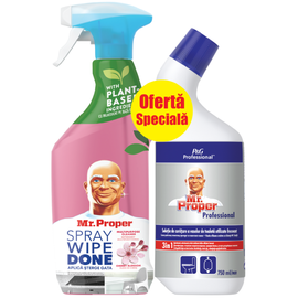 Спрей для очистки покрытий MR. PROPER Cherry Blossom, универсальный, 800 мл + Гель WC MR. PROPER, 750 мл