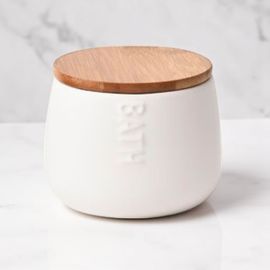 Баночка Tendance Bath, крышка бамбук, керамика, D7.5x9.5 cм, белая
