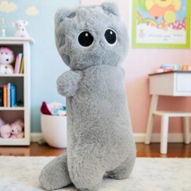 Jucarie de plus Pisica MGWOL012-60, cu ochi mari, 60 cm