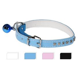 Zgarda pentru pisici, cu strasuri si clopotel, 4 culori, L23-28x1.3 cm