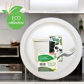 Set vesela BIO PROSTAND, din amidon de porumb, pentru 4 persoane