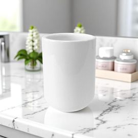 Стакан для зубных щеток TENDANCE Dolomite, белый, керамика, D8.3X11 см