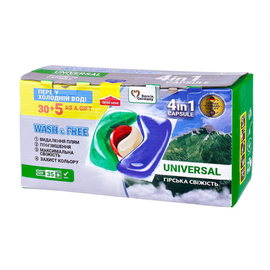 Капсулы для стирки WASH&FREE, горная свежесть, 30 + 5 шт