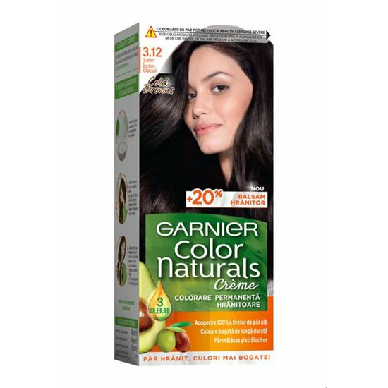 Крем-краска для волос GARNIER Color Naturals, 3.12 Ледяной Темный Шатен, +питательный бальзам, 112 мл