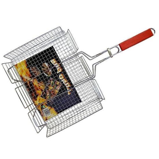 BBQ Plasa pentru gril cu maner din lemn 38X39cm