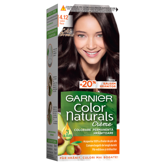 Крем-краска для волос GARNIER Color Naturals, 4.12 Холодный Шатен, +питательный бальзам, 112 мл