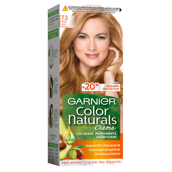 Крем-краска для волос GARNIER Color Naturals, 7.3 Золотистый Русый, +питательный бальзам, 112 мл