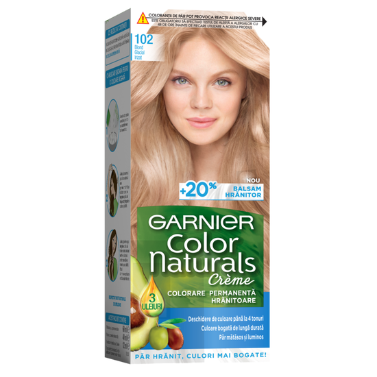 Крем-краска для волос GARNIER Color Naturals, 102 Снежный Блонд, +питательный бальзам, 112 мл