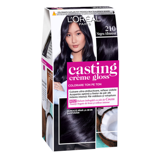 Краска для волос L'OREAL Casting Creme Gloss, 210 Черный Перламутровый, 120 мл