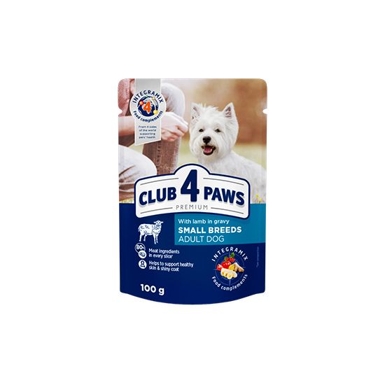 Влажный корм CLUB 4 PAWS Премиум с ягненком в соусе для собак малых пород от 1 года до 6 лет 100 гр