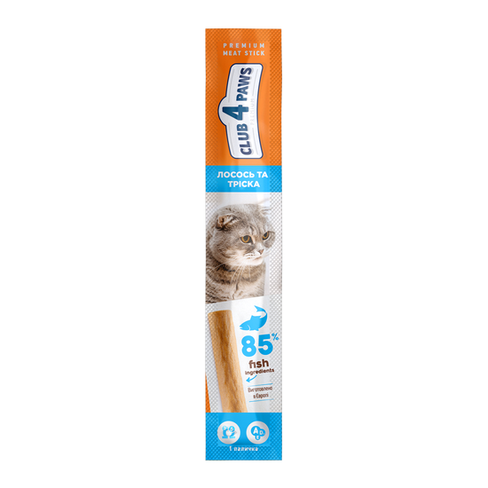Snacks-uri CLUB 4 PAWS Premium baton de somon si cod pentru pisici adulti 5 g