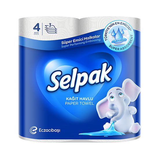 Бумажные полотенца SELPAK 3 слоя 4 рулона