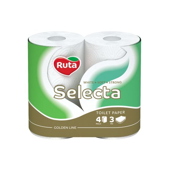 Туалетная бумага RUTA Selecta, 3 слоя, 4 рулона