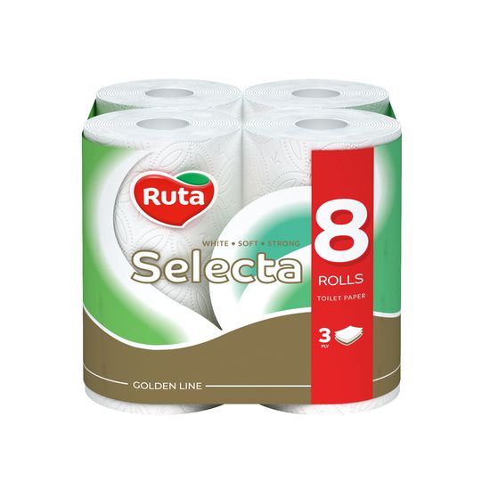 Туалетная бумага RUTA Selecta, 3 слоя, 8 рулонов