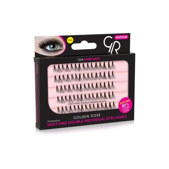 Golden Rose Knot-Free Double Individual Eyelashes,Medium