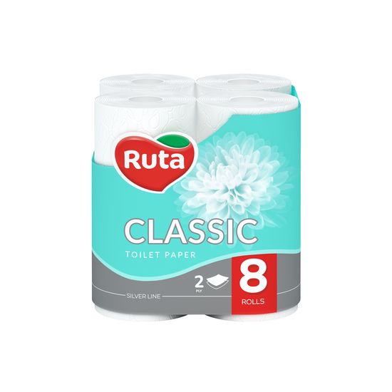 Туалетная бумага RUTA Classic, 2 слоя, 8 рулонов