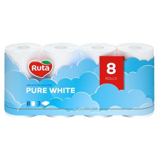 Hirtie igienica RUTA Pure White, 3 straturi, 8 role