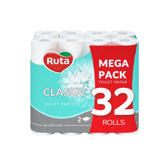 Туалетная бумага RUTA Classic, 2 слоя, белая, 32 рулона