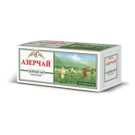 Пакетированный зелёный чай AZERCAY, классический, среднелистовой, 0.05 кг, 25 шт