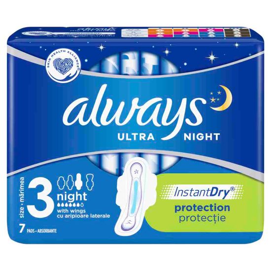 Прокладки гигиенические ALWAYS Ultra Night, 6 капли, 7 шт