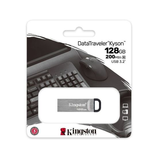 Накопитель KINGSTON DataTraveler, USB 3.2, серебряный, 128 GB, изображение 2