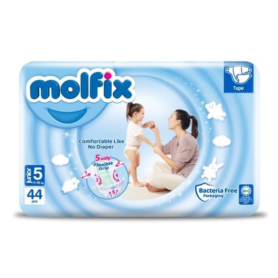 Scutece pentru copii MOLFIX №5 3D Junior, 11-18 kg, 44 buc