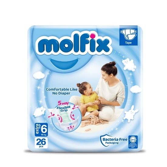 Scutece pentru copii MOLFIX №6 Anti Sagging EXTRA LARGE, 15+ kg, 26 buc