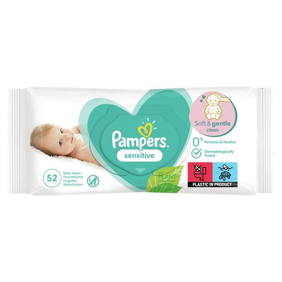 Влажные салфетки детские PAMPERS Baby Sensitive, 52 шт