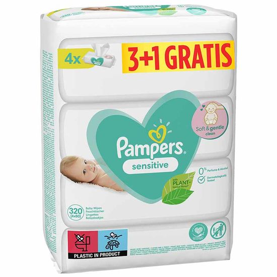 Baby wipes PAMPERS Sensitive 3+1 buc
