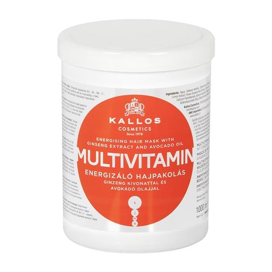 Маска для волос KALLOS KJMN, мультивитамин, укрепляющая, 1 л