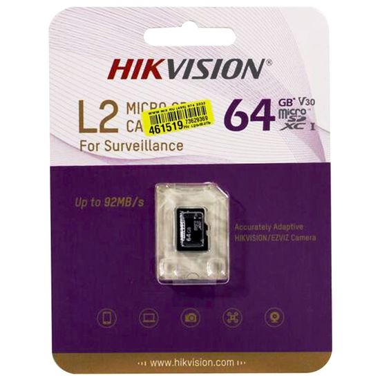 Карта Micro SD HIKVISION HS-TF-L2, для систем видеонаблюдения, 64G, изображение 2