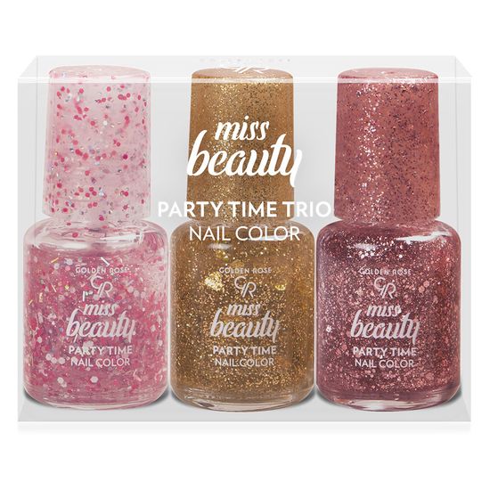 Oja pentru unghii GOLDEN ROSE Miss Beauty Party Time Trio Nail Colorsmix, 3 buc