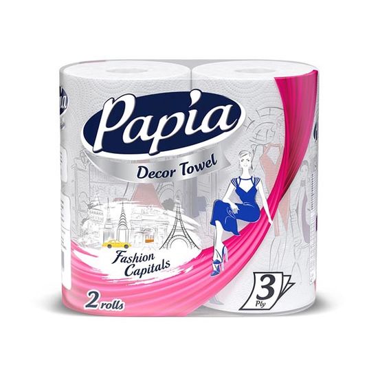 Бумажные полотенца PAPIA Fashion Capitals 3 слоя 2 рулона