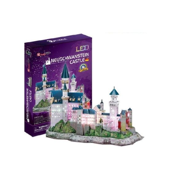 Puzzle 3D CUBICFUN Castelul Neuschwanstein, cu iluminare LED, 128 de elemente